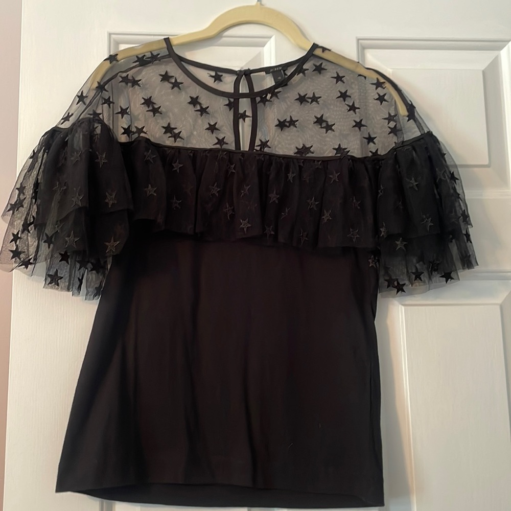 J. crew navy star flutter top size XS